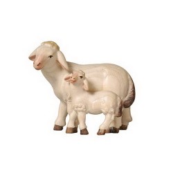Sheep + lamb: wood carving...