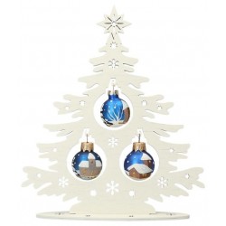 Houten kerstboom met blauwe...