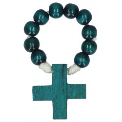 Rosary on cord  Wood Blue
