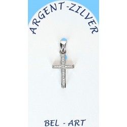 Croix Argent avec zircons -...