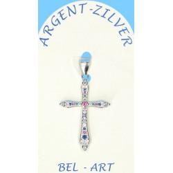 Pendentif croix argent avec...