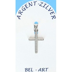 Croix Argent avec zircons -...