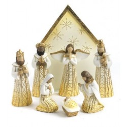 Kerststal + 8 Fig 15 cm