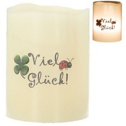 LED Kaars   65/50 "Viel Glück"