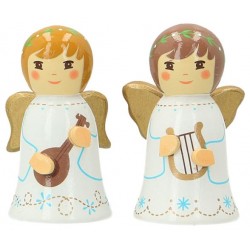 2 anges en bois tourné...