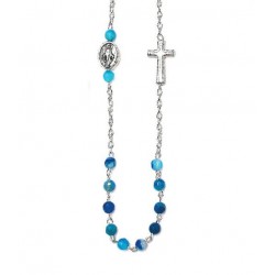 Collier-Chapelet Agate bleue