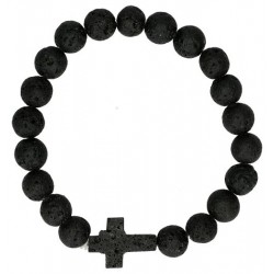 Armband / elastiek Lavasteen