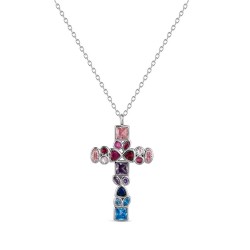 Croix en argent rhodié avec...