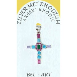 Silver cross pendant with...