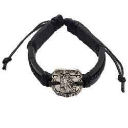 Zwart leren armband met St...