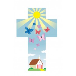 Church and butterflies wall...