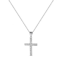 Croix en argent rhodié avec...