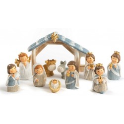 Kerststal met 10 figuren...