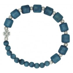 Armband op elastiek Hout blauw