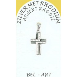 Croix argent avec zircons -...